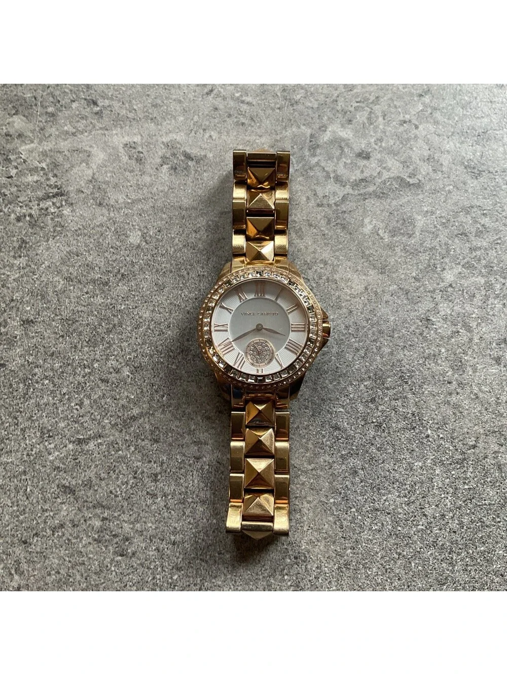 Vince Camuto Rose Gold Tone Womens Watch VC5160 Crystal Accent Bezel 38mm A18